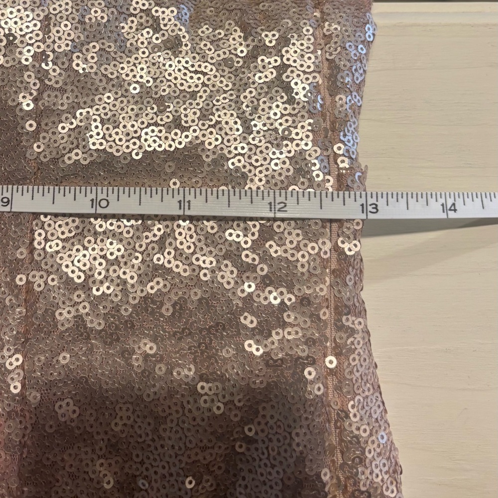 Lulu’s High Neck Cowl Back Maxi Sequin Dress, Gold/Tan, Size S - Picture 11 of 14